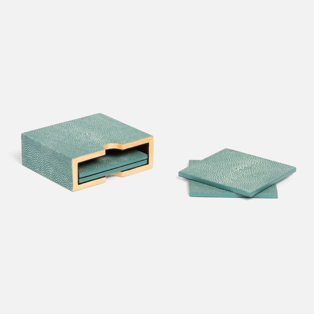 Varese Turquoise Coasters Set Of 4 Realistic Faux Shagreen Pack/2