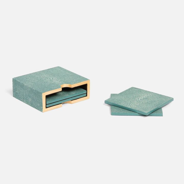 Varese Turquoise Coasters Set Of 4 Realistic Faux Shagreen Pack/2