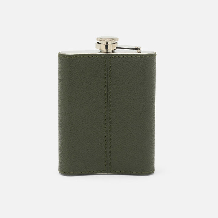Warren Forest Green Flask Stainless Steel/Full-Grain Leather