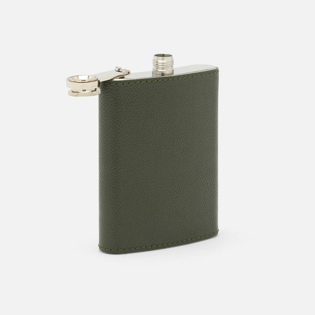 Warren Forest Green Flask Stainless Steel/Full-Grain Leather