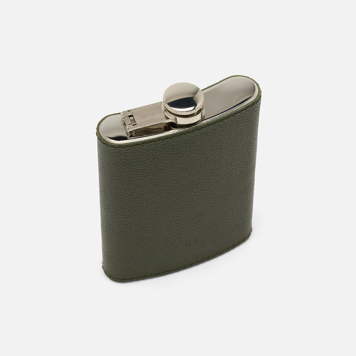 Warren Forest Green Flask Stainless Steel/Full-Grain Leather