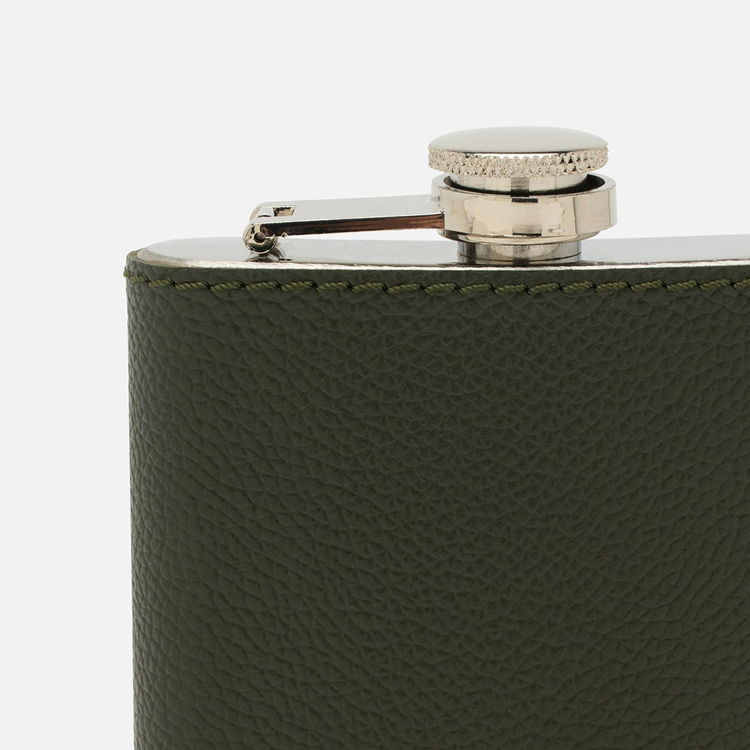Warren Forest Green Flask Stainless Steel/Full-Grain Leather