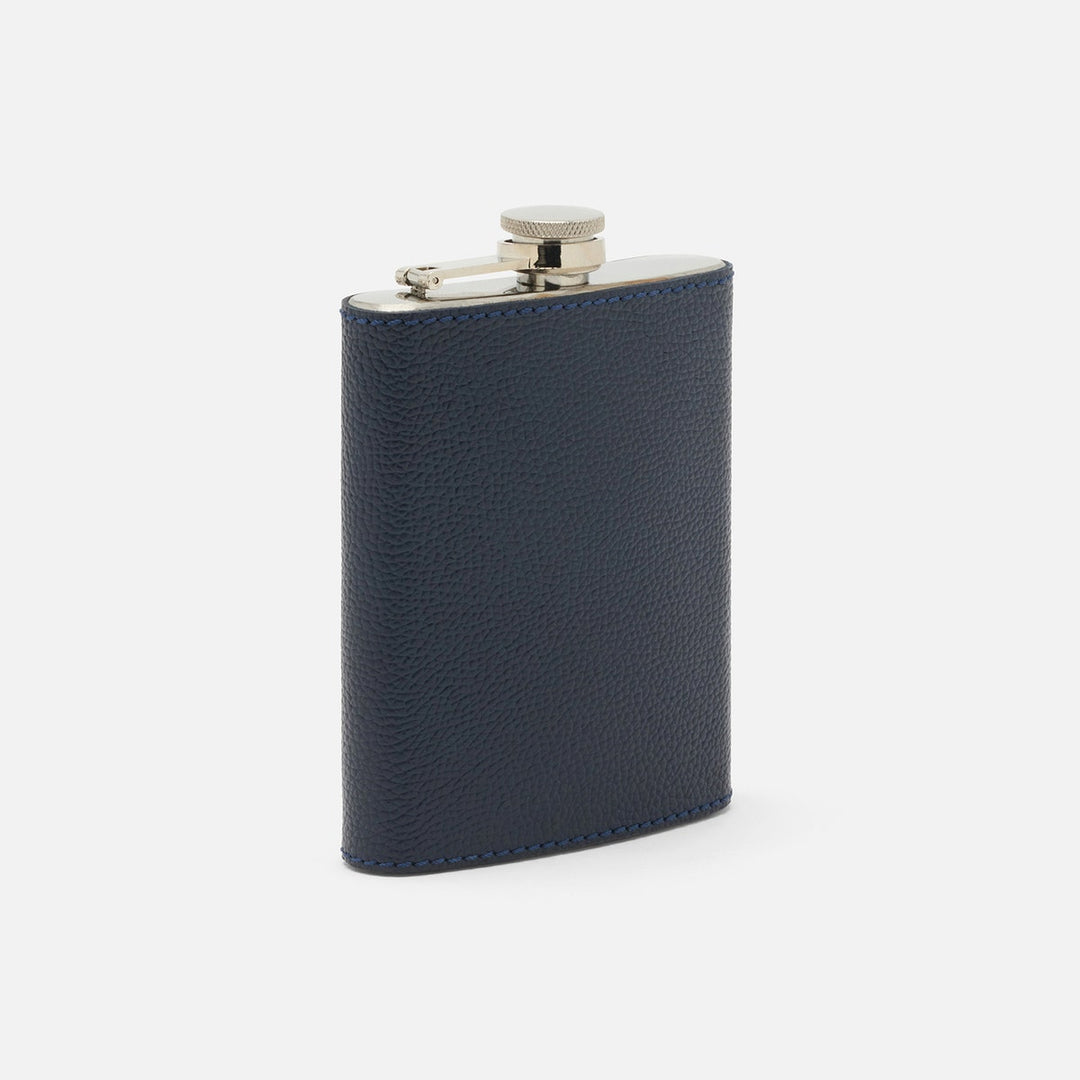 Warren Navy Flask Stainless Steel/Full-Grain Leather