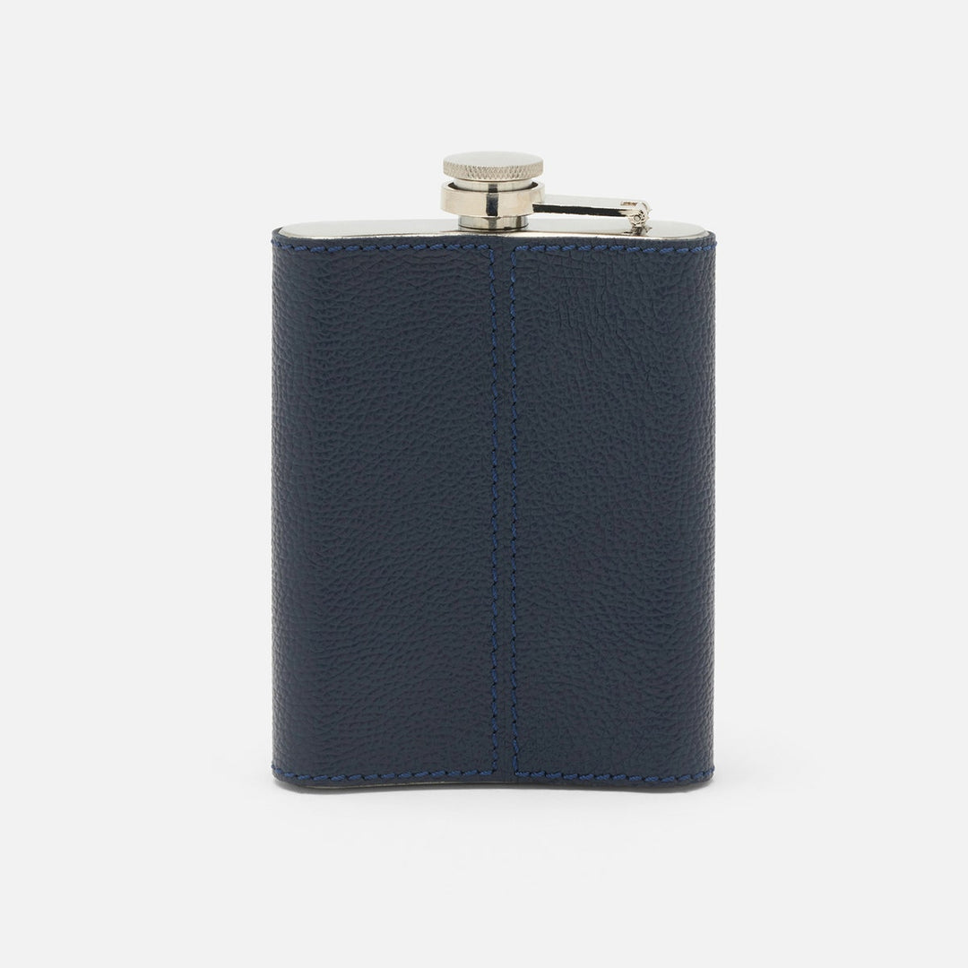 Warren Navy Flask Stainless Steel/Full-Grain Leather