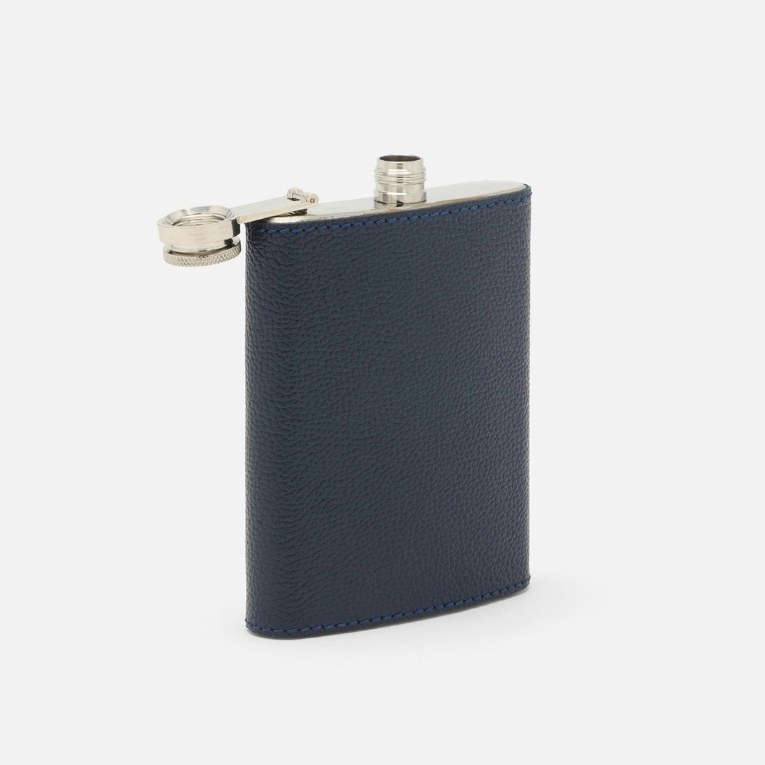 Warren Navy Flask Stainless Steel/Full-Grain Leather