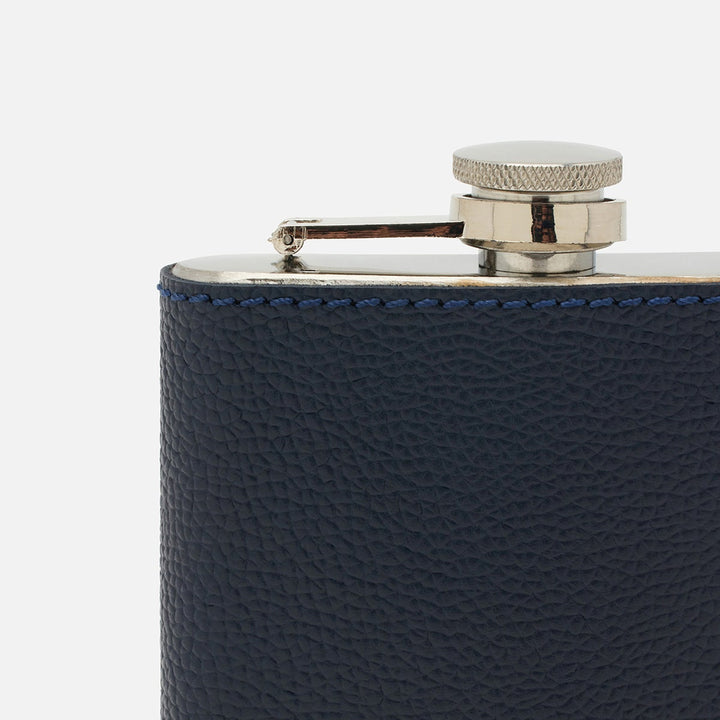 Warren Navy Flask Stainless Steel/Full-Grain Leather