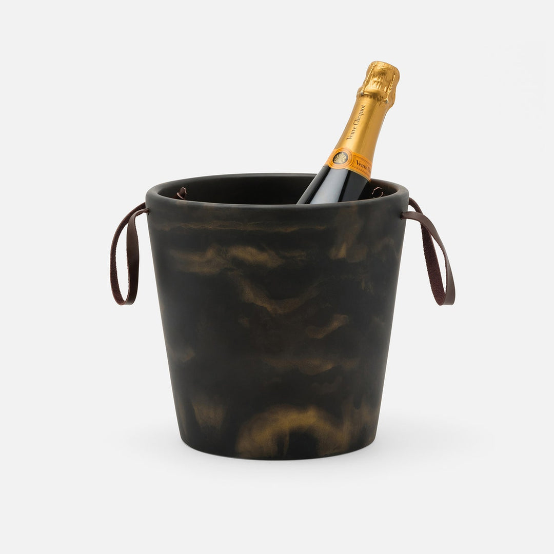 Wesley Black/Gold Swirled Champagne Bucket Resin
