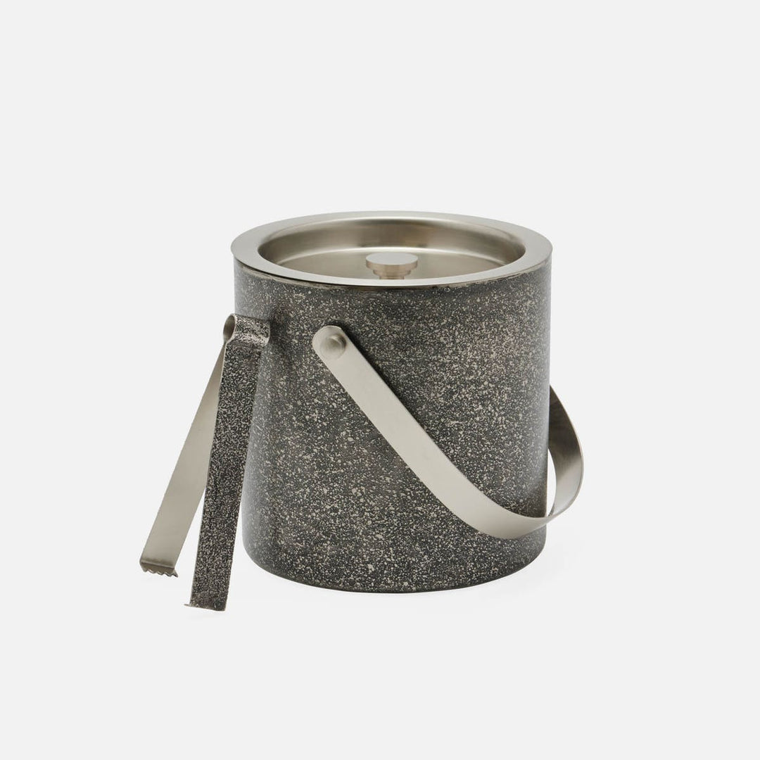 Zaxton Pewter Ice Bucket W/ Tongs Acid Etching