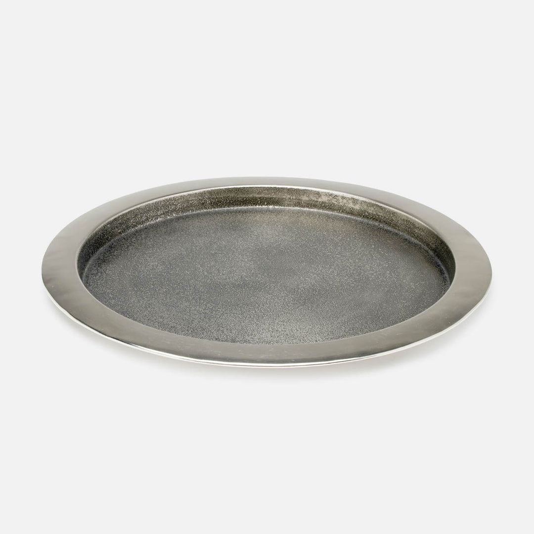 Zaxton Pewter Tray Round Acid Etching