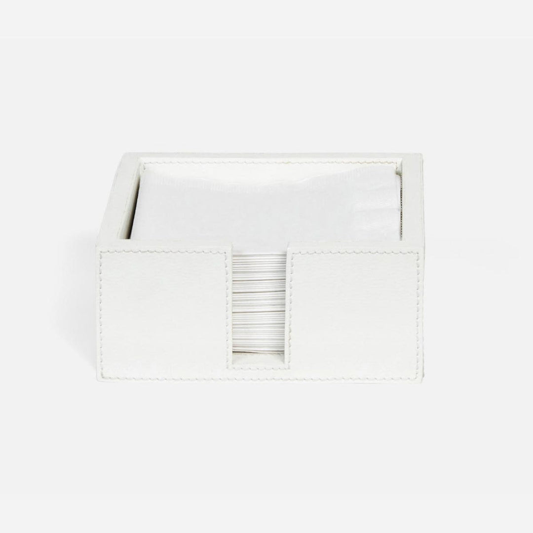 Brisbane Bright White Cocktail Napkin Holder Marine Leather Pack/2