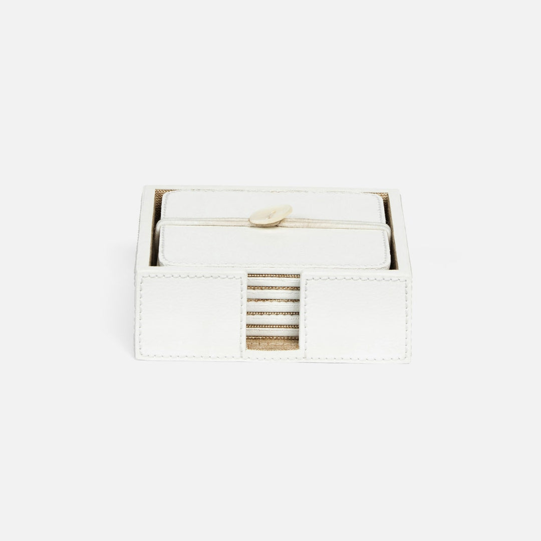 Brisbane Bright White Coasters Set Of 6 Square Marine Leather