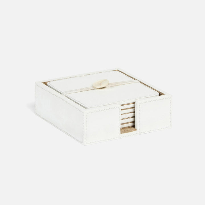 Brisbane Bright White Coasters Set Of 6 Square Marine Leather