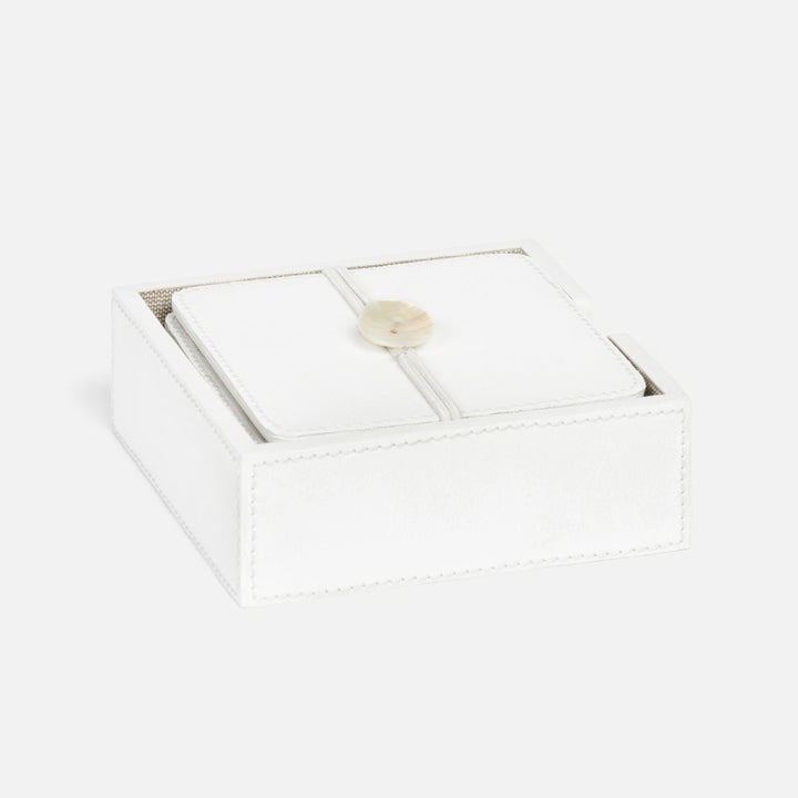 Brisbane Bright White Coasters Set Of 6 Square Marine Leather