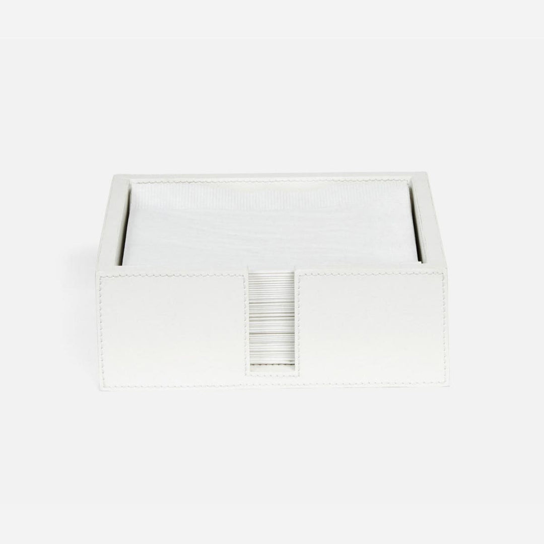 Brisbane Bright White Luncheon Napkin Holder Marine Leather Pack/2