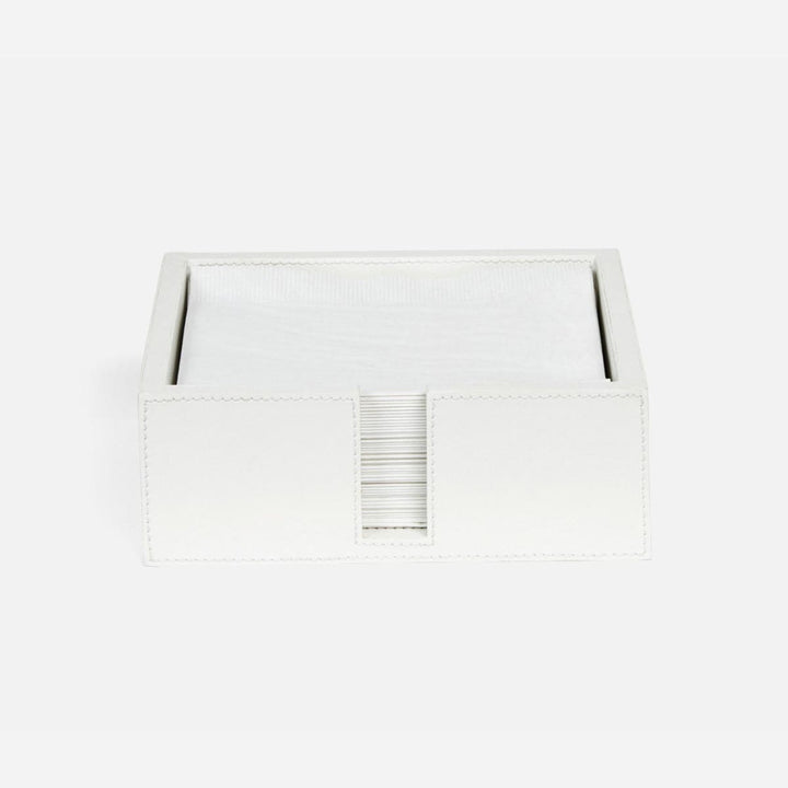 Brisbane Bright White Luncheon Napkin Holder Marine Leather Pack/2