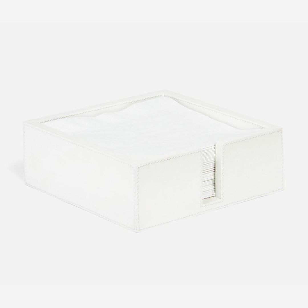 Brisbane Bright White Luncheon Napkin Holder Marine Leather Pack/2