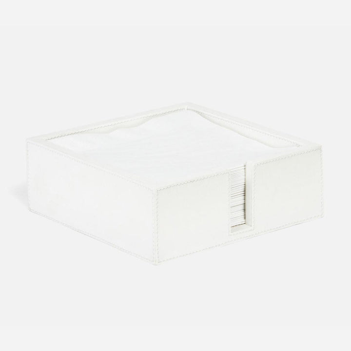 Brisbane Bright White Luncheon Napkin Holder Marine Leather Pack/2