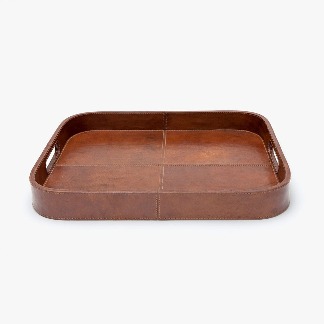 Bristol Tobacco Leather Tray Rectangular With Rounded Edges Full-Grain Leather