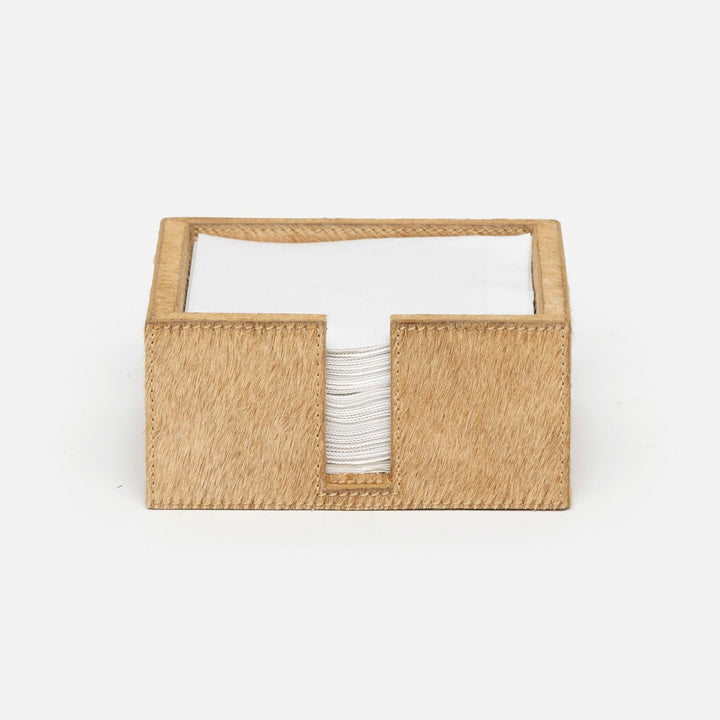 Browmley Beige Cocktail Napkin Holder Hair-On-Hide Pack/2