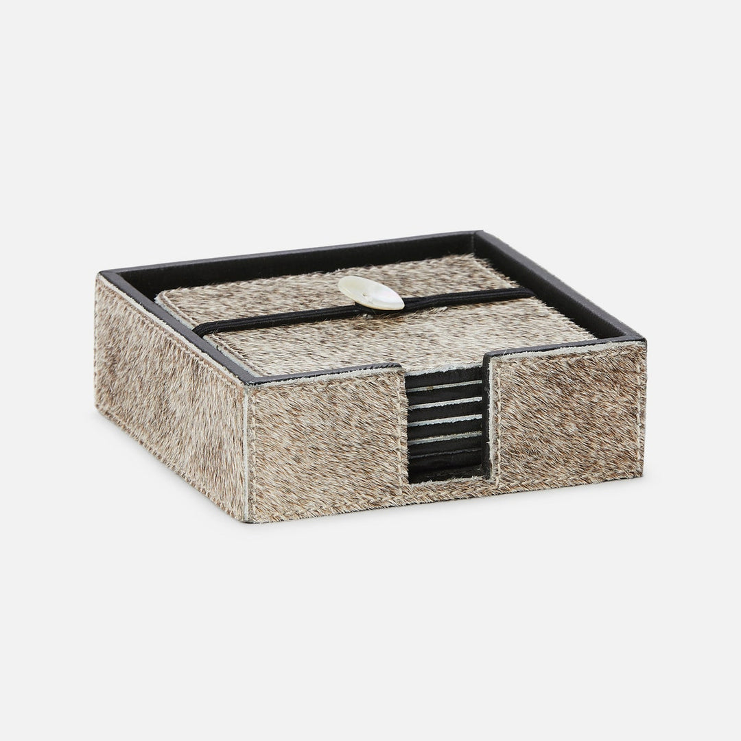Browmley Gray Coasters Set Of 6 Hair-On-Hide
