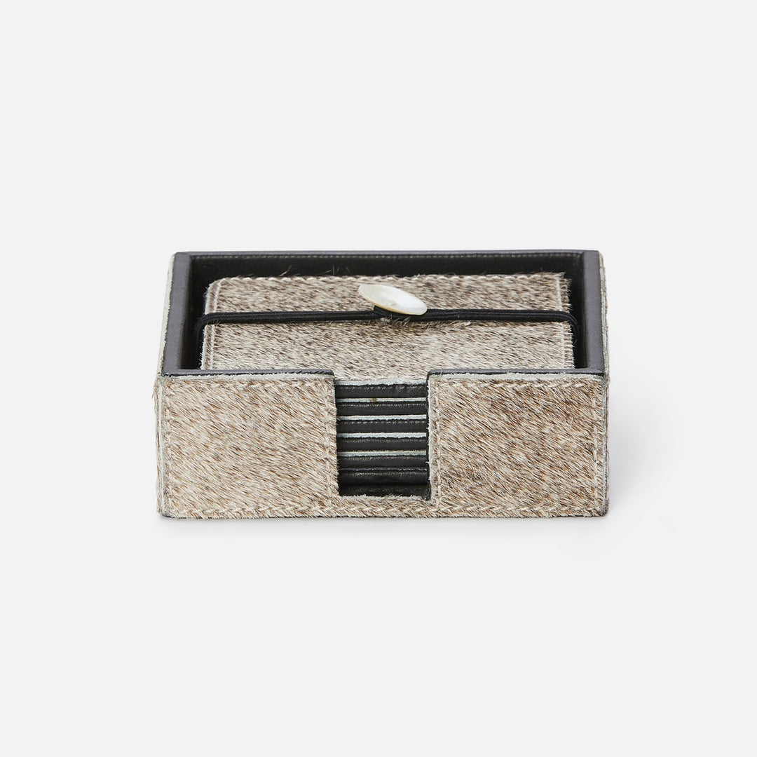 Browmley Gray Coasters Set Of 6 Hair-On-Hide
