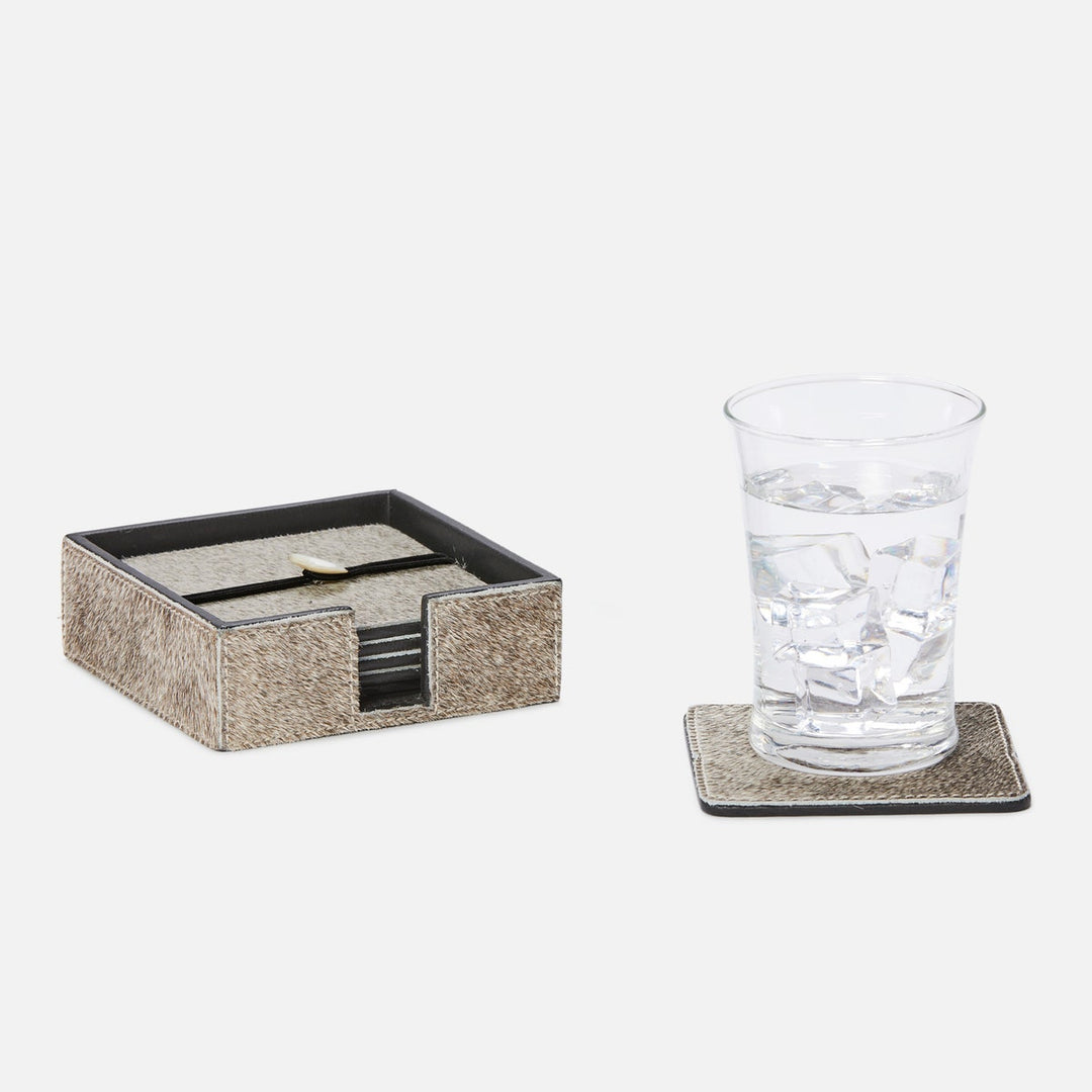 Browmley Gray Coasters Set Of 6 Hair-On-Hide