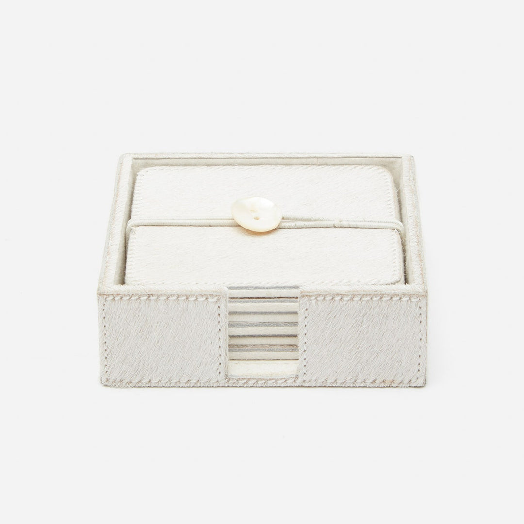 Browmley Natural White Coasters Set Of 6 Hair-On-Hide