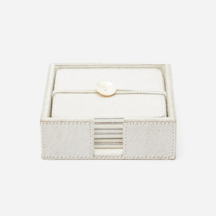 Browmley Natural White Coasters Set Of 6 Hair-On-Hide