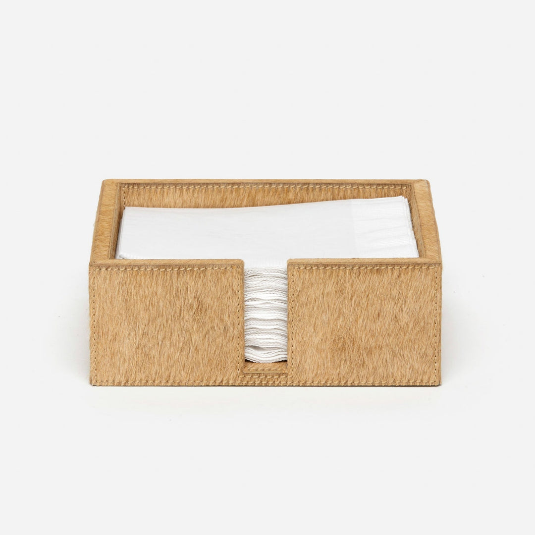 Browmley Beige Luncheon Napkin Holder Hair-On-Hide Pack/2