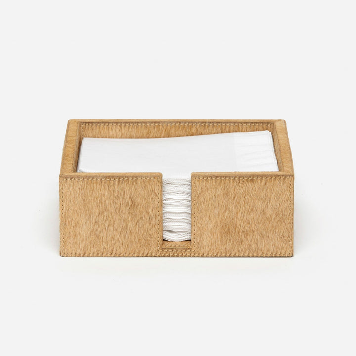Browmley Beige Luncheon Napkin Holder Hair-On-Hide Pack/2