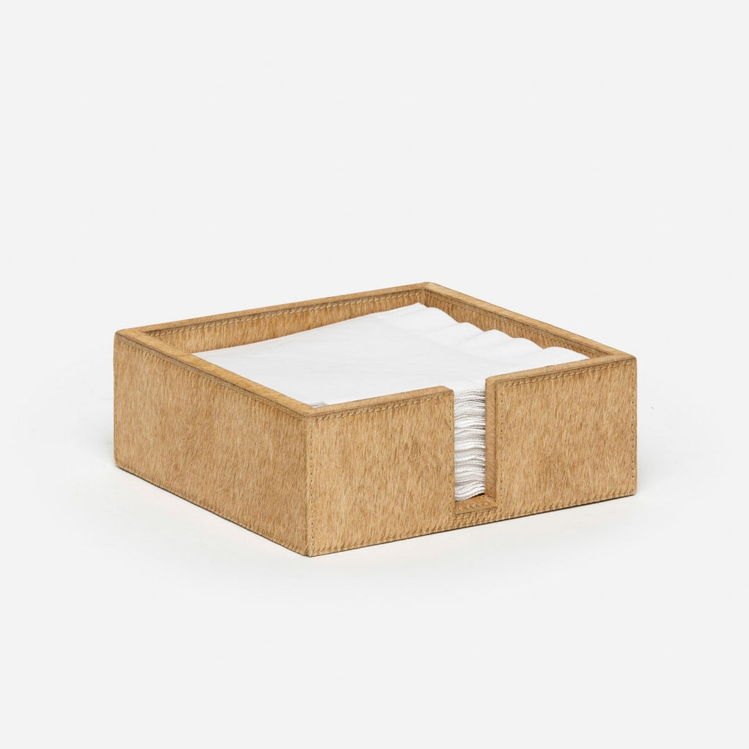 Browmley Beige Luncheon Napkin Holder Hair-On-Hide Pack/2