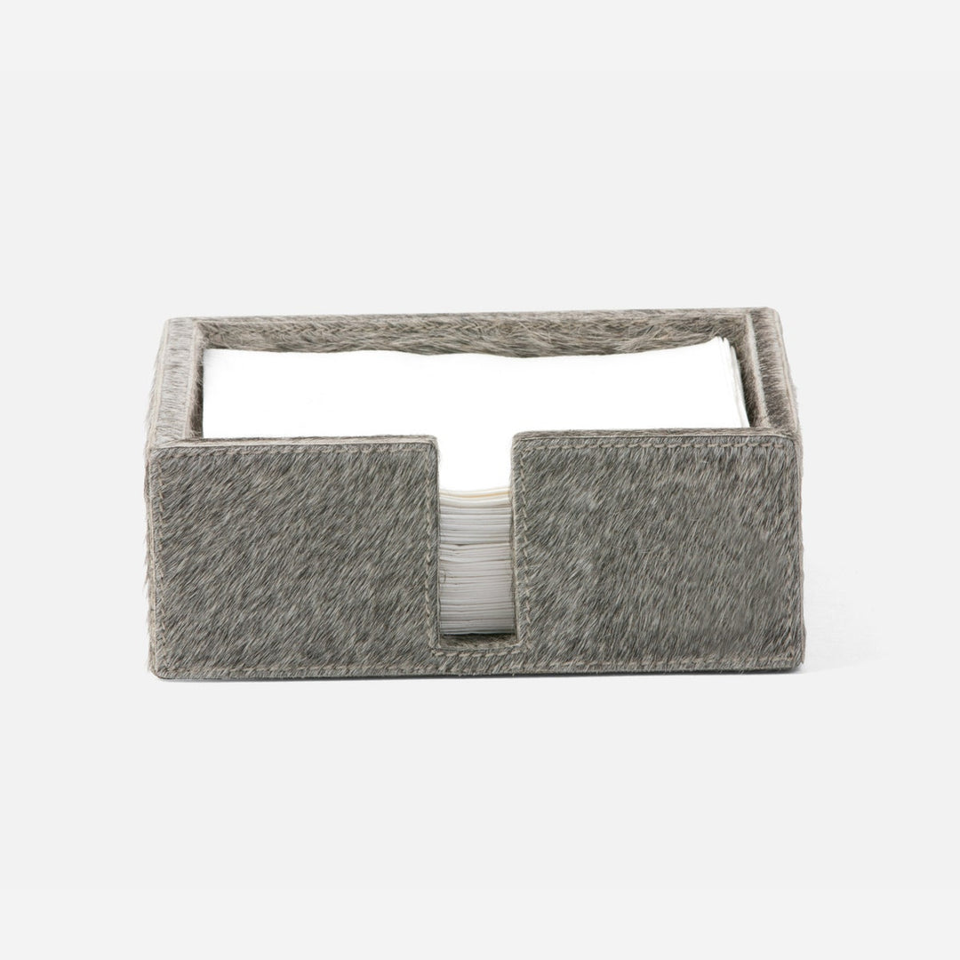 Browmley Gray Luncheon Napkin Holder Hair-On-Hide Pack/2