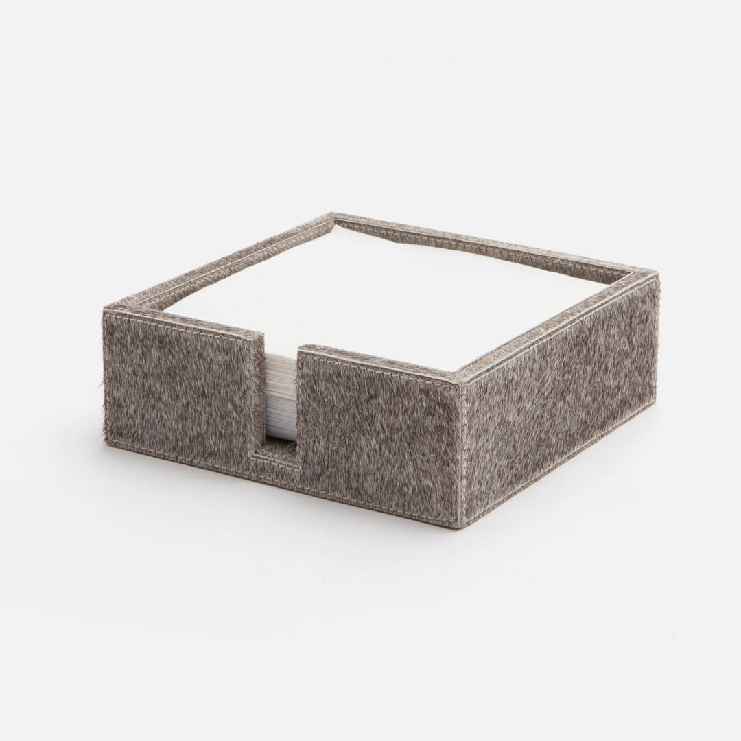 Browmley Gray Luncheon Napkin Holder Hair-On-Hide Pack/2