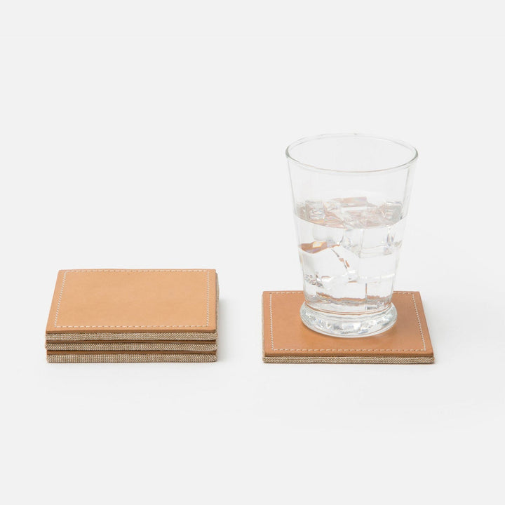 Evan Aged Camel Square Coasters Boxed Set Of 4
