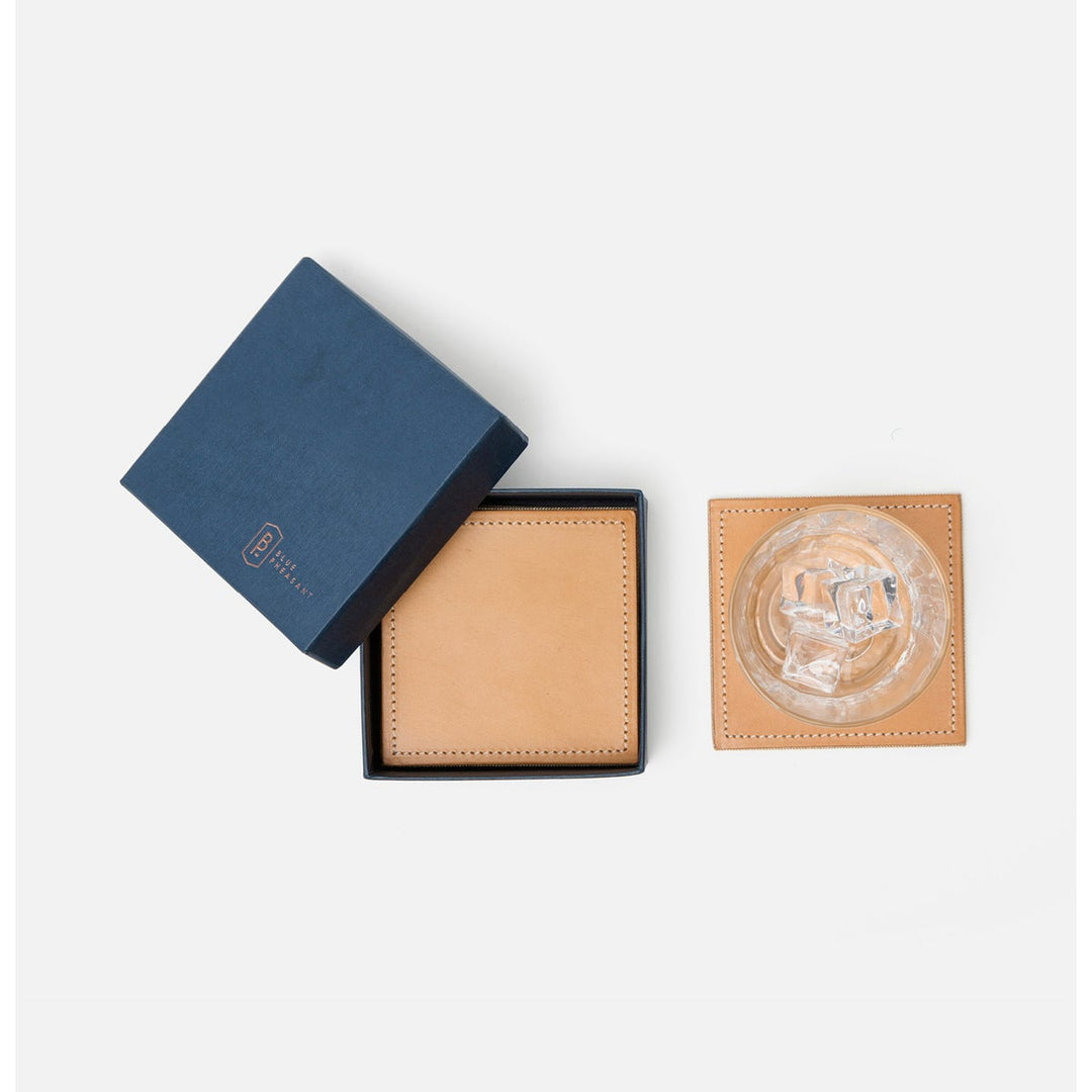 Evan Aged Camel Square Coasters Boxed Set Of 4