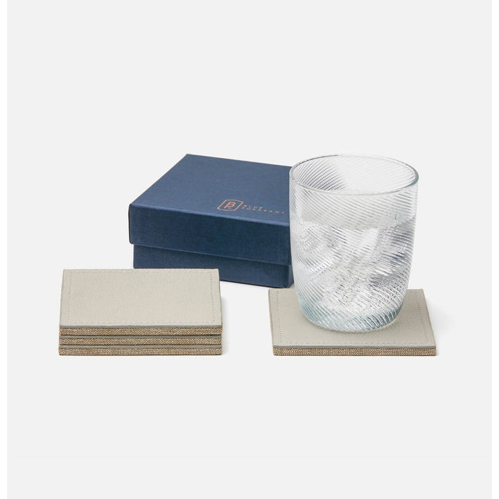 Evan Light Gray Square Coasters Boxed Set Of 4