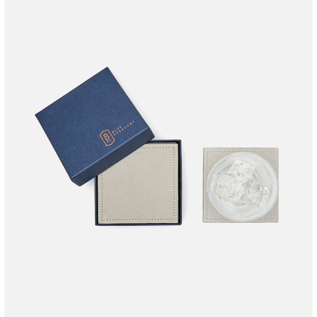 Evan Light Gray Square Coasters Boxed Set Of 4