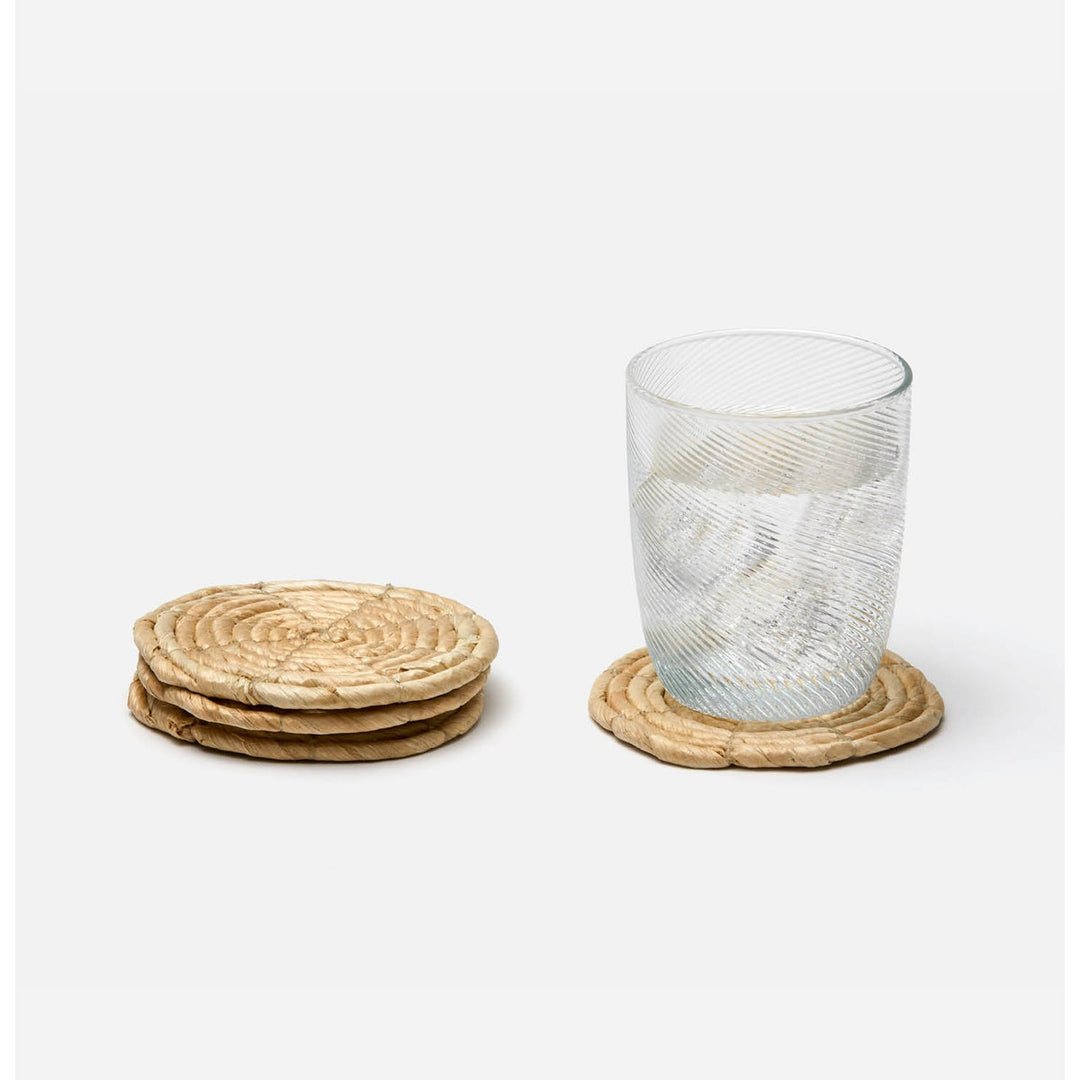 Lauren Bleached Banana Bark Round Coasters Boxed Set Of 4