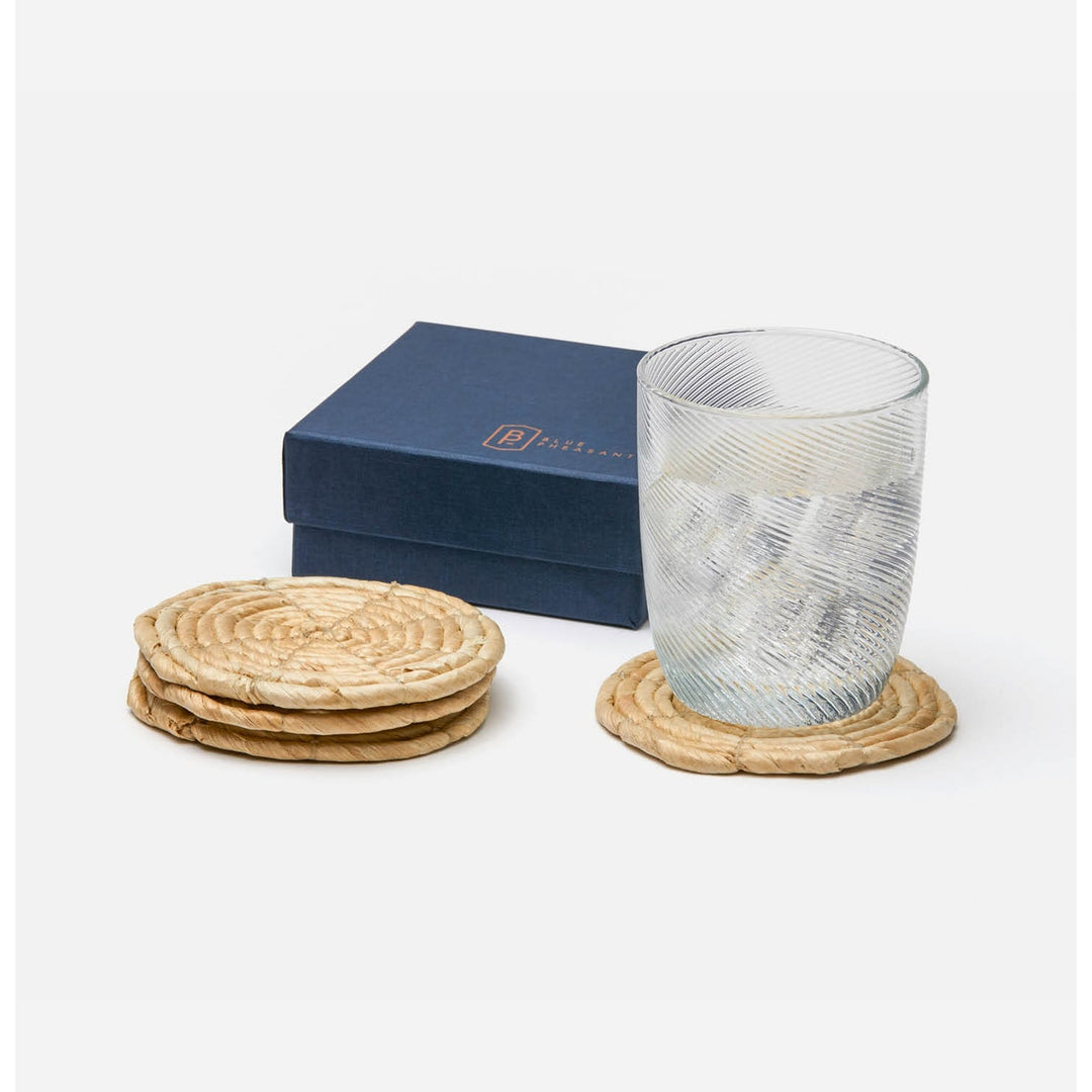 Lauren Bleached Banana Bark Round Coasters Boxed Set Of 4