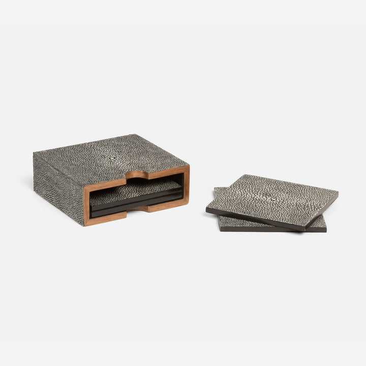 Varese Cool Gray Coasters Set Of 4 Realistic Faux Shagreen Pack/2