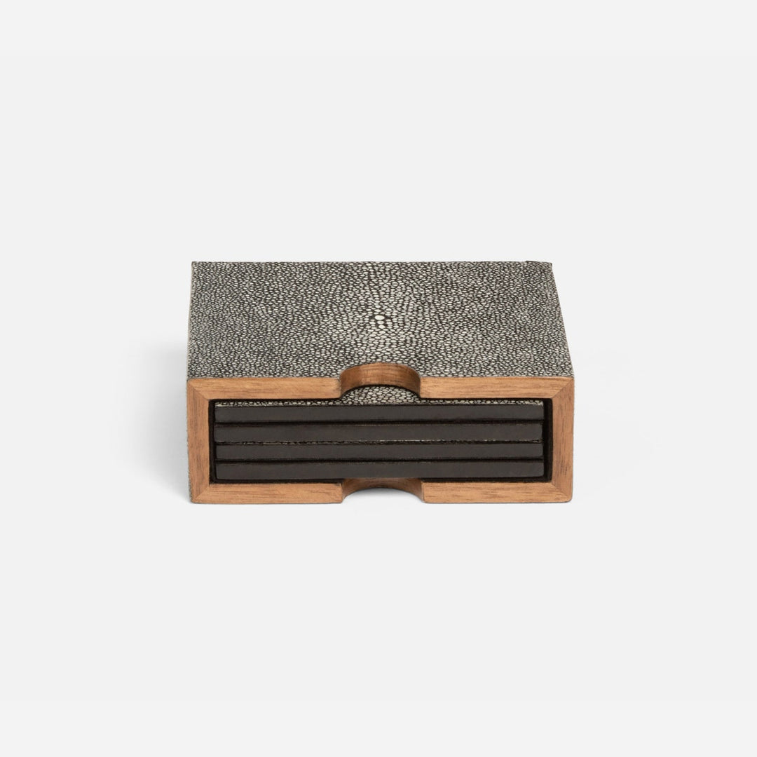 Varese Cool Gray Coasters Set Of 4 Realistic Faux Shagreen Pack/2