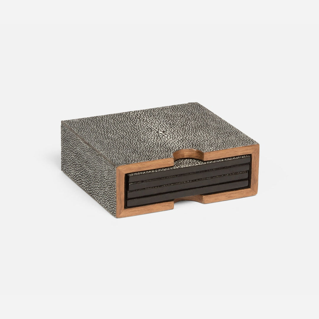 Varese Cool Gray Coasters Set Of 4 Realistic Faux Shagreen Pack/2