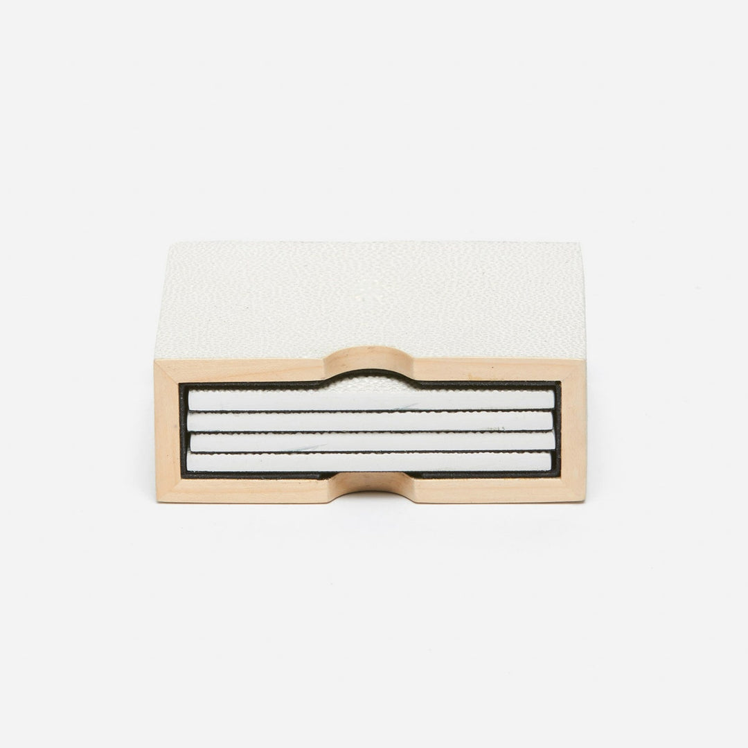 Varese Blanc Br Coasters Set Of 4 Realistic Faux Shagreen Pack/2