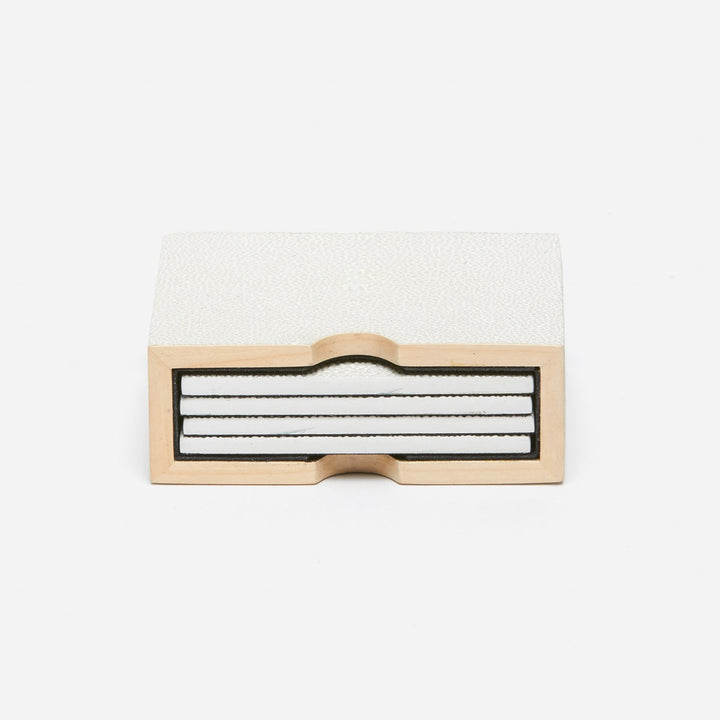 Varese Blanc Br Coasters Set Of 4 Realistic Faux Shagreen Pack/2