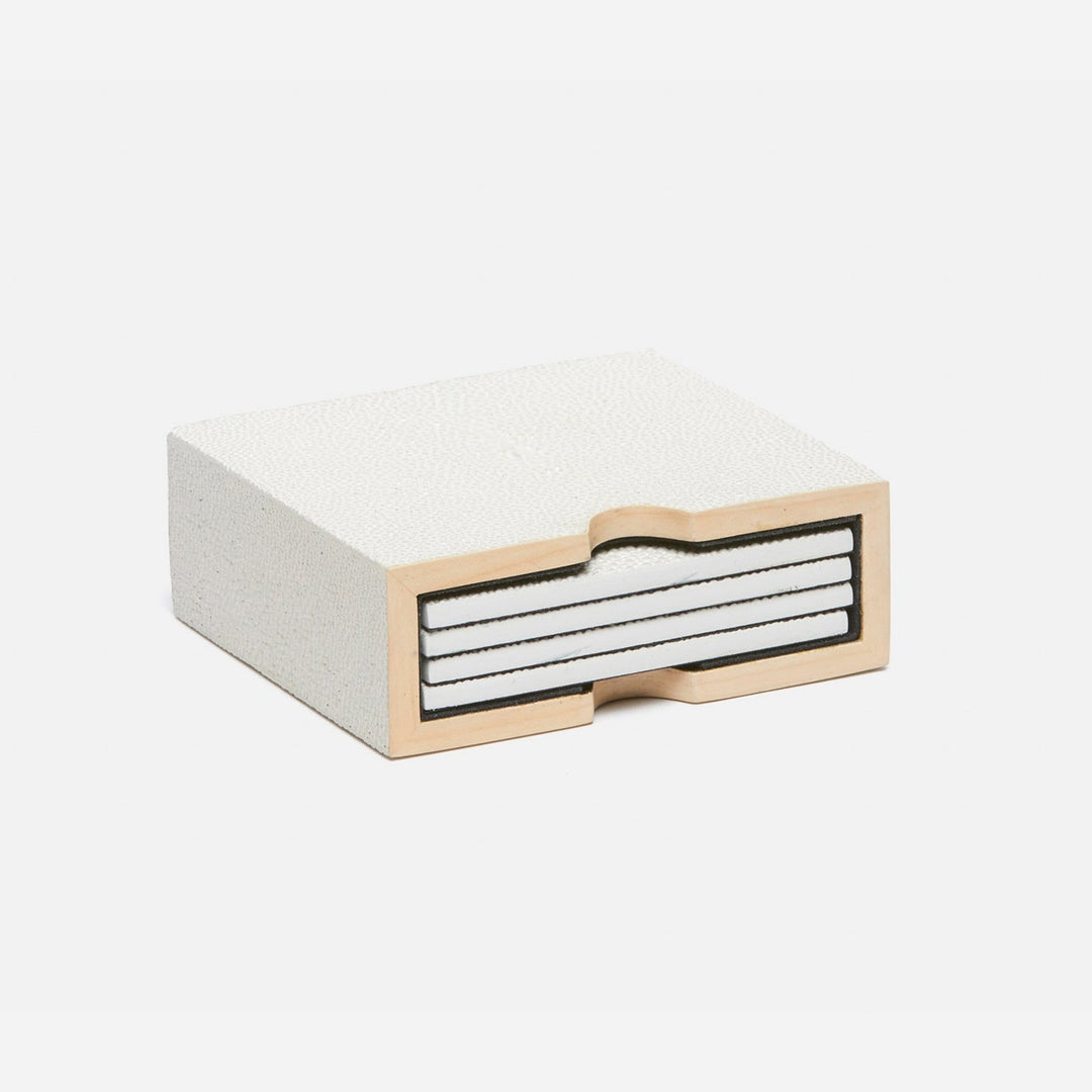 Varese Blanc Br Coasters Set Of 4 Realistic Faux Shagreen Pack/2