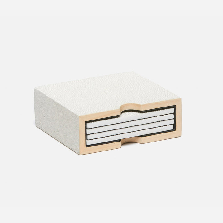 Varese Blanc Br Coasters Set Of 4 Realistic Faux Shagreen Pack/2
