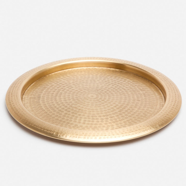 Winsford Antique Brass Tray Round Hammered Brass