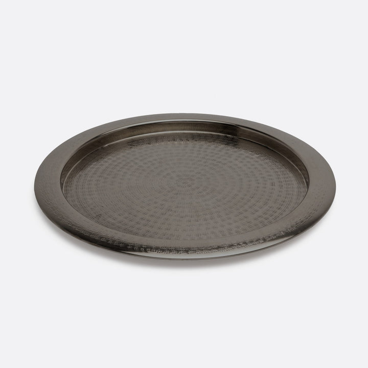 Winsford Black Nickel Tray Round Hammered Brass
