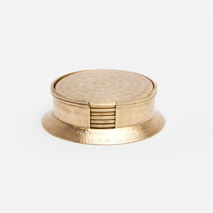 Winsford Antique Brass Coasters Set Of 6 Hammered Brass