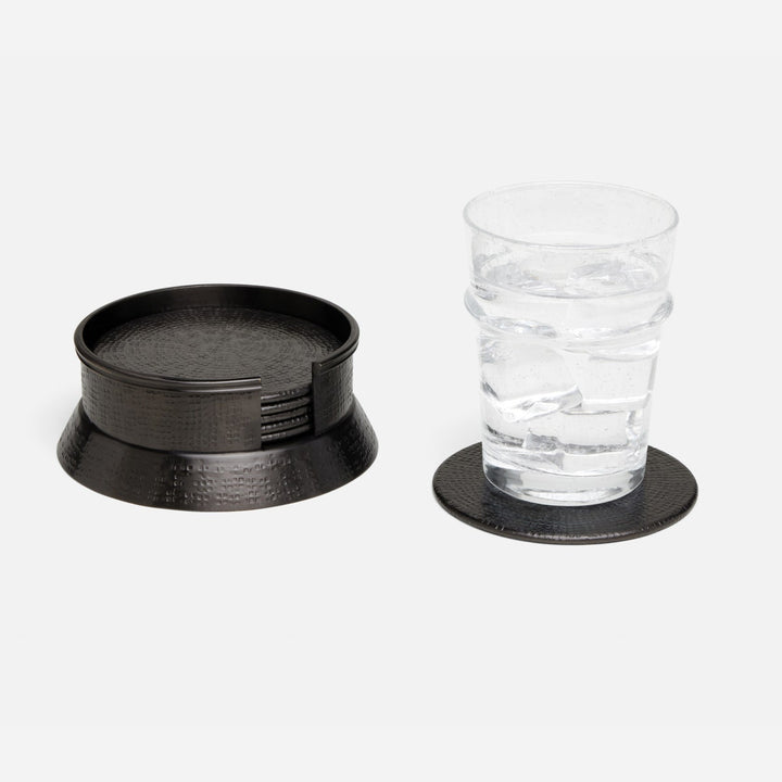 Winsford Black Nickel Coasters Set Of 6 Hammered Brass